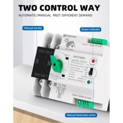 Comutator de transfer, PV, 2P cu șină DIN, SINOTIMER, comutatoare de selecție automată de transfer cu dublă alimentare, 125A